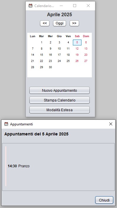 Modalità Compatta dell'applicazione calendario